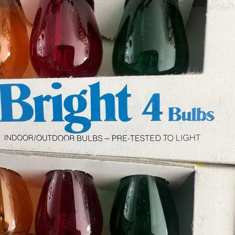 Vtg Christmas Bulbs GE Cool Bright Five 4-Pack Multicolor Candlebra Base Taiwan